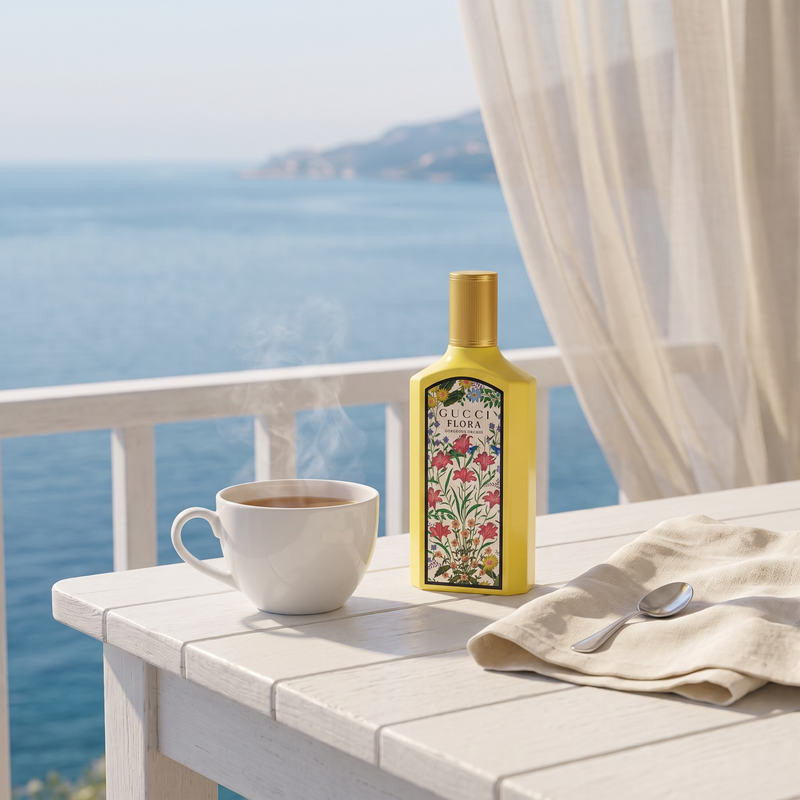 Gucci Flora Gorgeous Orchid on a seaside balcony in the morning