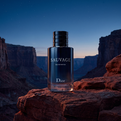 Dior Sauvage EDP in a desert canyon at blue hour