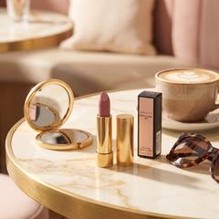 Gucci Mat 210 Julie Rose lipstick in an everyday-to-evening setting