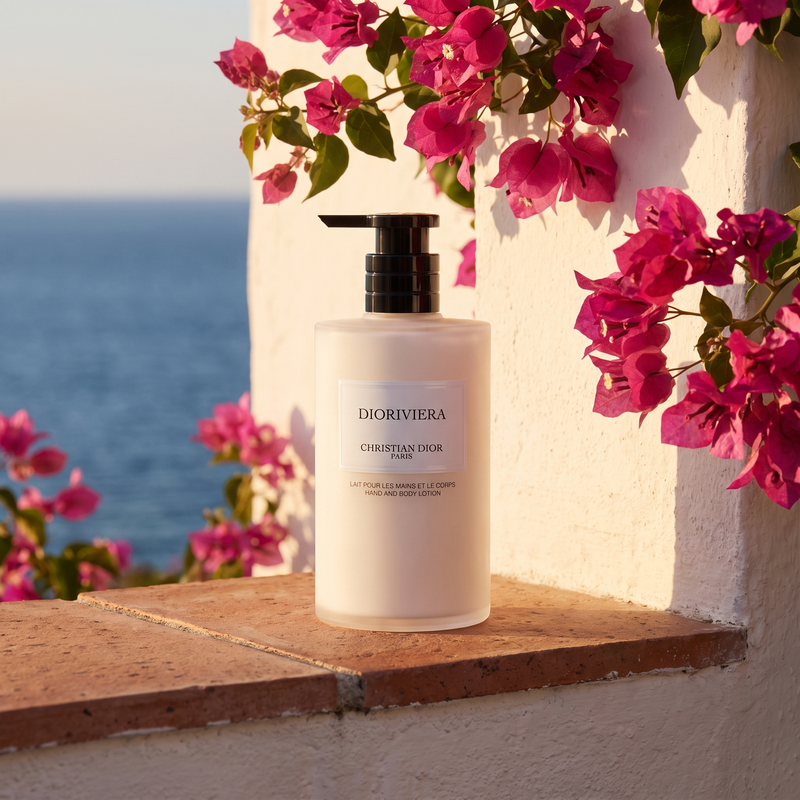 Dior Dioriviera Hand and Body Lotion on a Mediterranean terrace