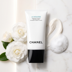 Chanel La Mousse Cleansing Cream-to-Foam with camellias and cream-to-foam texture