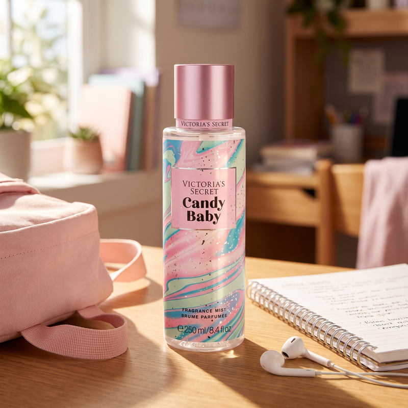 Victoria's Secret Candy Baby body mist for an everyday college day