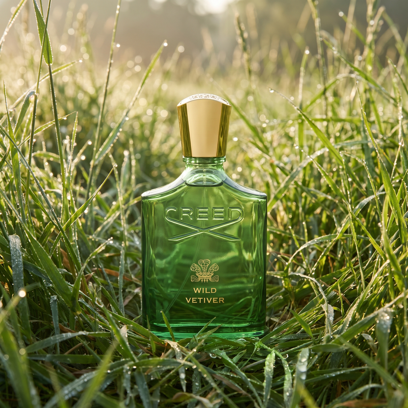 Creed Wild Vetiver in wild green grass