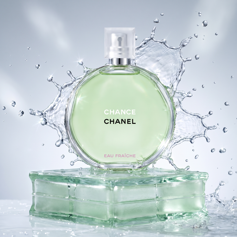 Chanel Chance Eau Fraiche Eau de Toilette in a fresh splash