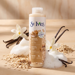 St Ives Vanilla and Oatmeal Body Wash with oats, vanilla and lather