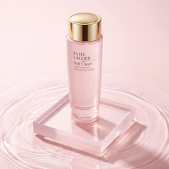 Estee Lauder Soft Clean Silky Hydrating Lotion on a water ripple