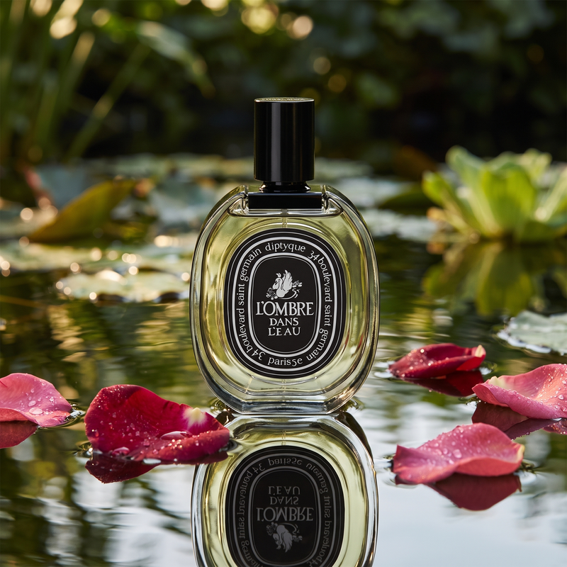 Diptyque L'Ombre dans l'Eau by a still pond