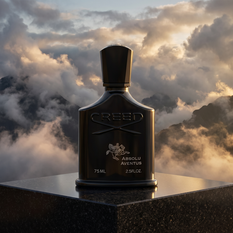 Creed Absolu Aventus 75ml on a mountain summit