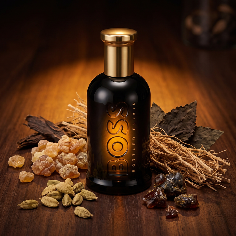 Hugo Boss Bottled Elixir with frankincense, cardamom and vetiver