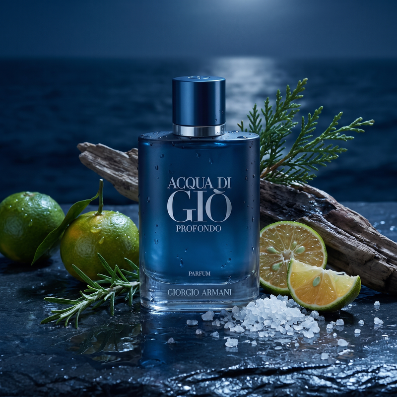 Acqua di Gio Profondo Parfum with sea notes, mandarin and rosemary