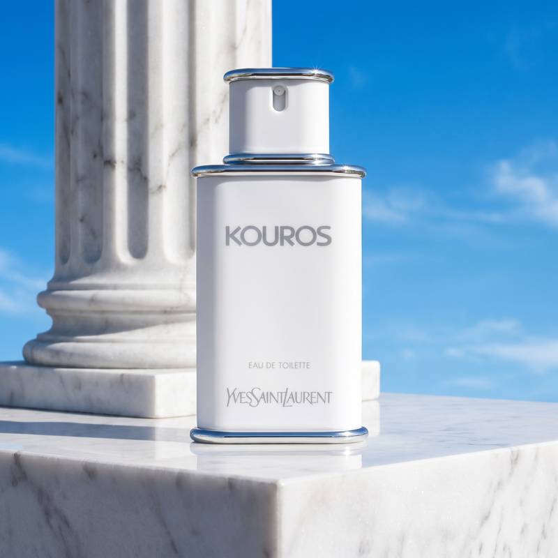 YSL Kouros on a Greek marble plinth