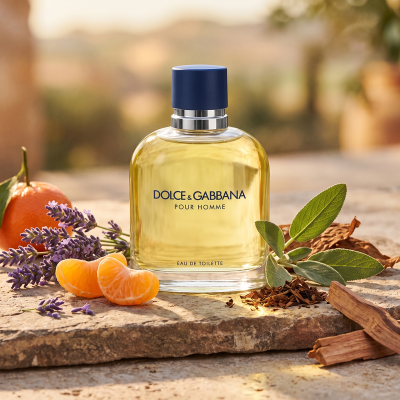 Dolce & Gabbana Pour Homme with lavender, tangerine and tobacco