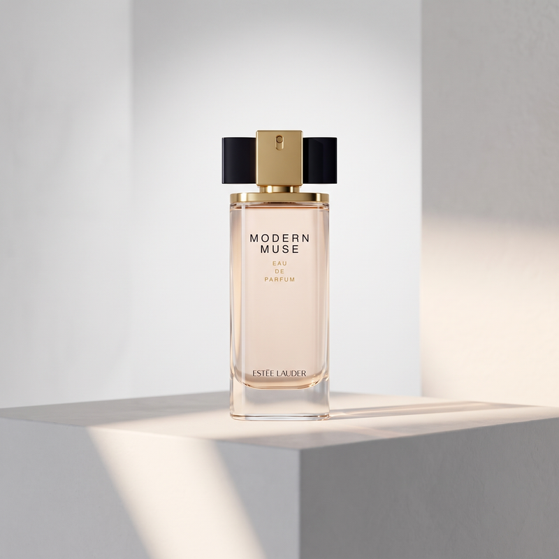 Estee Lauder Modern Muse on a sculpted pedestal