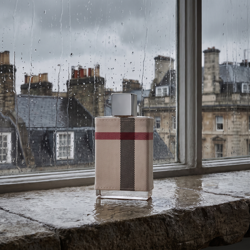 Burberry London for Women by a rainy window