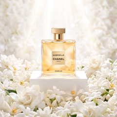 Chanel Gabrielle among white flowers