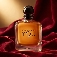 Emporio Armani Stronger With You EDT on red velvet