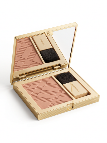 Burberry Outdoor Blush Peach Tree No.40 open compact with pressed powder, mirror and brush