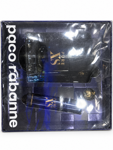 Paco Rabanne Pure XS For Him gift set box with Eau de Toilette, travel spray and key ring