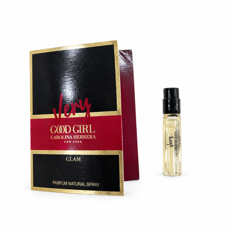 Carolina Herrera Very Good Girl Glam Parfum 1.5ml sample vial and card