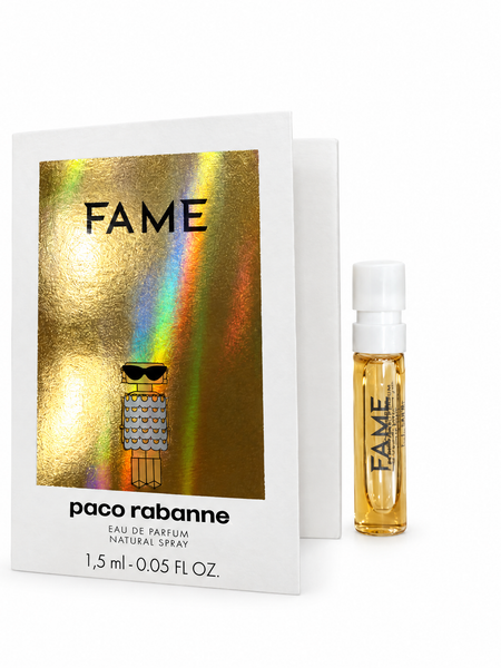 Paco Rabanne Fame Eau de Parfum 1.5ml sample vial and holographic card