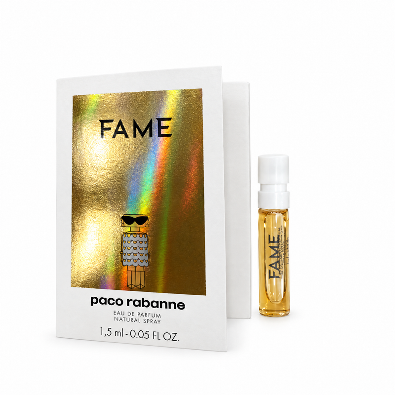 Paco Rabanne Fame Eau de Parfum 1.5ml sample vial and holographic card