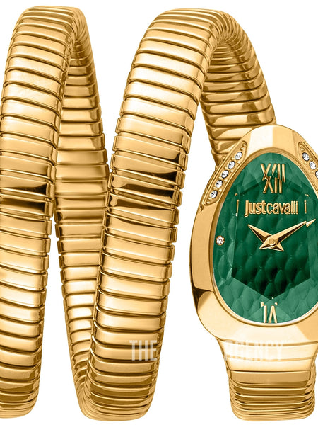 Just Cavalli Glam Evo 9 JC1L224M0045 gold coil watch green dial