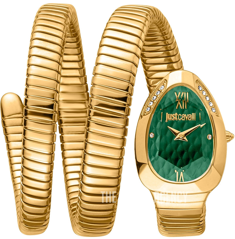 Just Cavalli Glam Evo 9 JC1L224M0045 gold coil watch green dial
