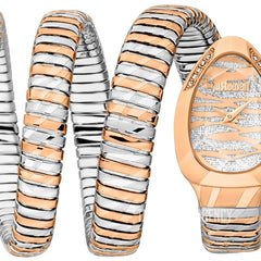 Just Cavalli Serpente Taglio JC1L226M0065 rose gold coil silver glitter dial