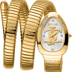 Just Cavalli Glam Evo 5 JC1L228M0035 gold coil watch silver dial