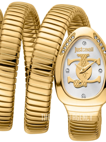 Just Cavalli Glam Evo 5 JC1L228M0035 gold coil watch silver dial
