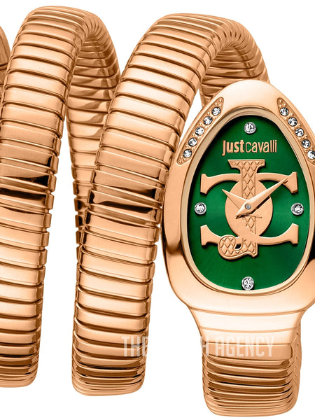 Just Cavalli Glam Evo 5 JC1L228M0055 rose gold coil watch green dial