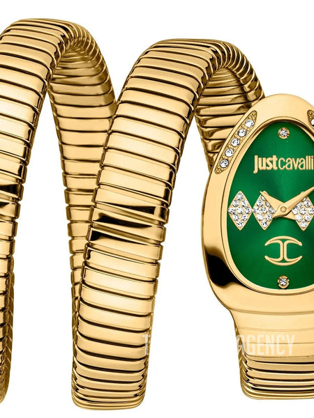 Just Cavalli Vezzoso JC1L230M0045 gold coil watch green crystal dial