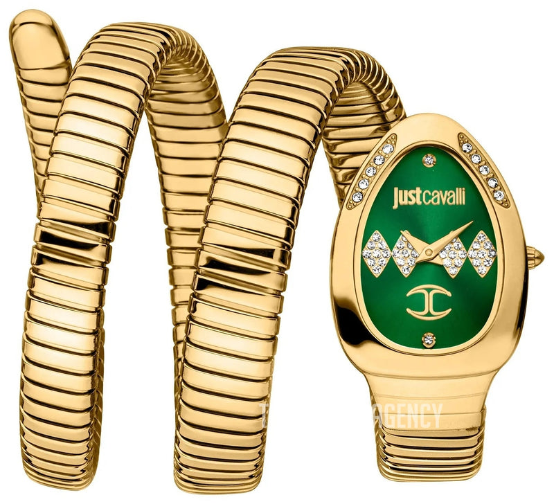 Just Cavalli Vezzoso JC1L230M0045 gold coil watch green crystal dial