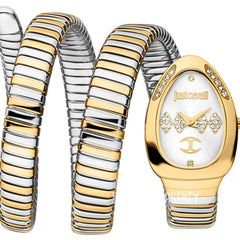 Just Cavalli Vezzoso JC1L230M0065 two tone coil watch white crystal dial