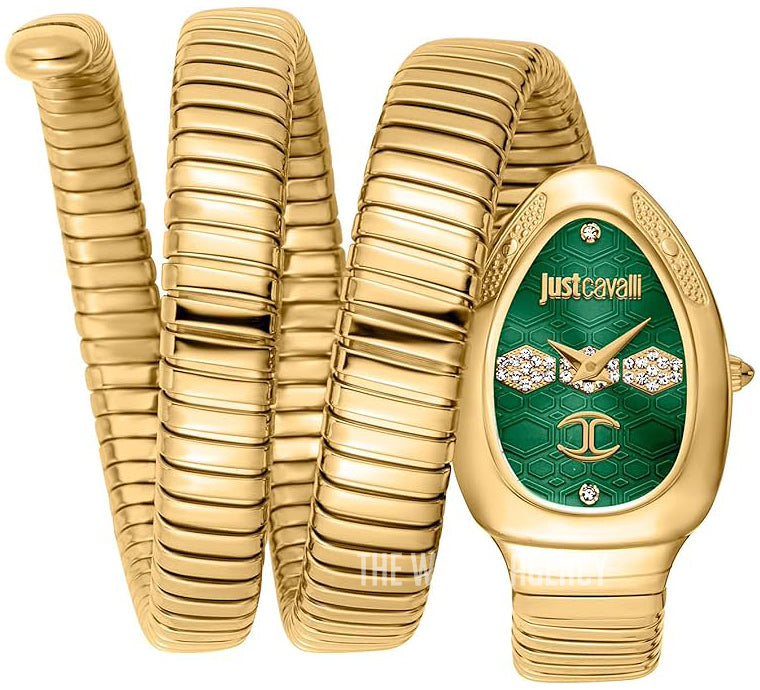 Just Cavalli Cosenza JC1L232M0035 gold coil watch green dial