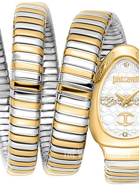 Just Cavalli Cosenza JC1L232M0055 two tone coil watch white honeycomb dial