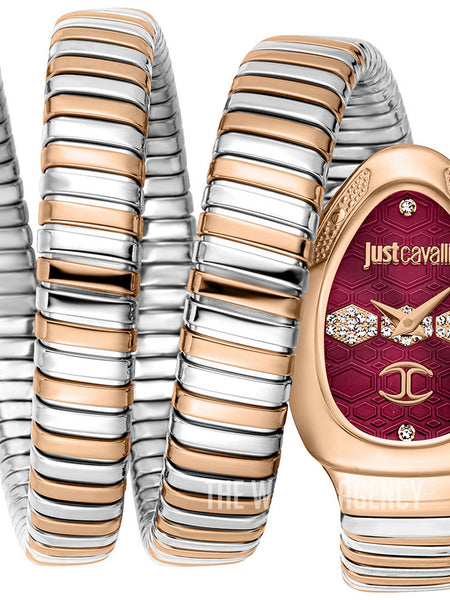 Just Cavalli Cosenza JC1L232M0065 two tone rose gold coil red dial
