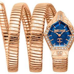 Just Cavalli Mesmerizing JC1L304M0045 rose gold coil hexagonal watch blue dial