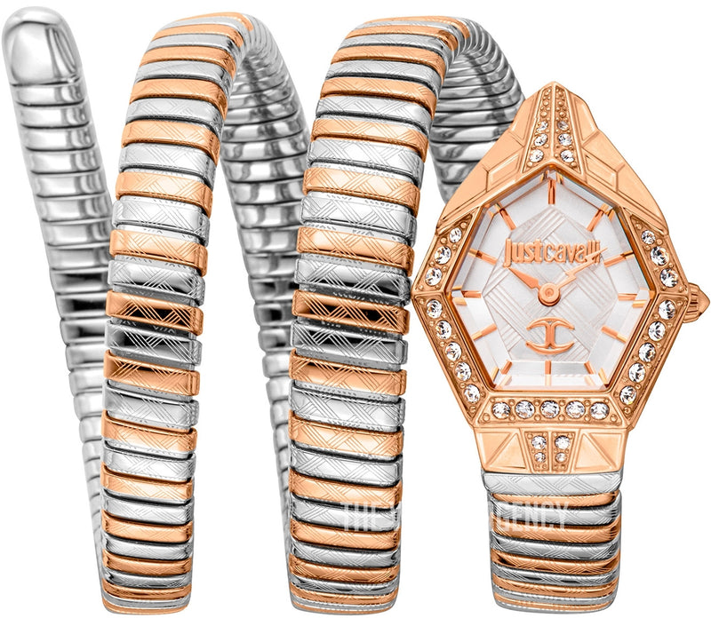 Just Cavalli Mesmerizing JC1L304M0075 two tone rose gold hexagonal watch mother of pearl dial