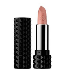 Lipstick with black textured case on a white background