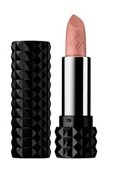 Lipstick with black textured case on a white background
