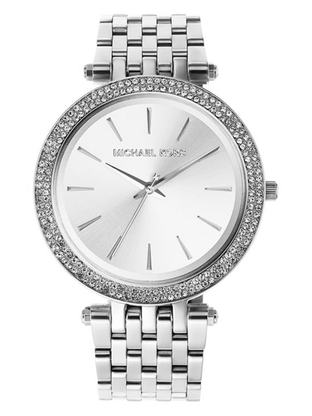 Michael Kors Darci silver-tone watch with crystal-set bezel