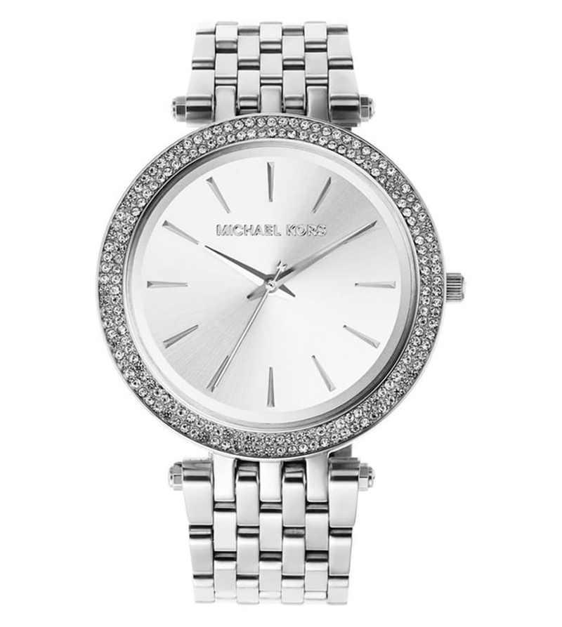 Michael Kors Darci silver-tone watch with crystal-set bezel