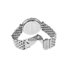 Michael Kors Darci silver dial and crystal bezel detail