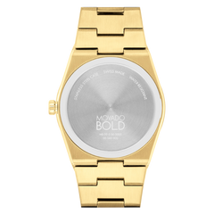 Movado Bold Quest gold-tone watch, angled view