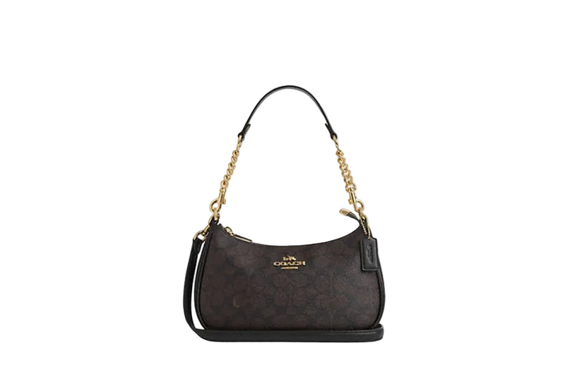 Coach Teri Shoulder Bag In Walnut Signature Canvas