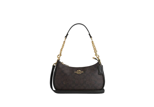 Coach Teri Shoulder Bag In Walnut Signature Canvas
