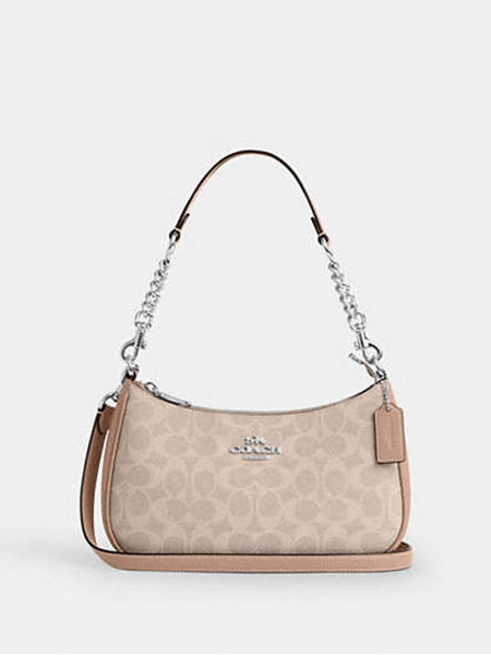 Coach Teri Shoulder Bag In Taupe Signature Canvas