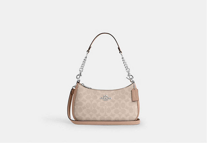 Coach Teri Shoulder Bag In Taupe Signature Canvas