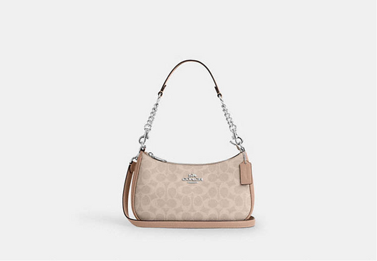 Coach Teri Shoulder Bag In Taupe Signature Canvas